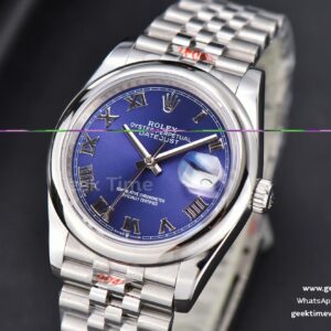 DateJust 36mm SS GMF Smooth Bezel Blue Dial Roma Marker Jubilee Bracelet VR3235
