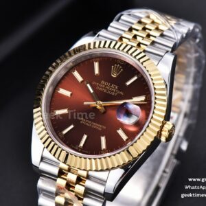 Datejust 41mm YG/SS GMF Brown Dial Stick Marker Fluted Bezel Jubille Bracelet VR3235