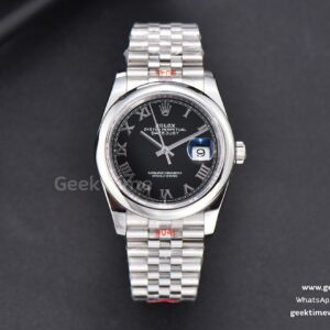 DateJust 36mm SS GMF Smooth Bezel Black Dial Roma Marker Jubilee Bracelet VR3235