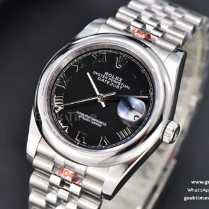 DateJust 36mm SS GMF Smooth Bezel Black Dial Roma Marker Jubilee Bracelet VR3235