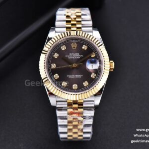 DateJust 41mm YG/SS GMF Gray Dial Diamond Marker Fluted Bezel Jubilee Bracelet VR3235