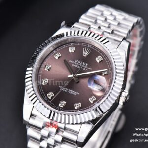 Datejust 41mm SS GMF Borwn Dial Diamond Marker Fluted Bezel Jubille Bracelet VR3235