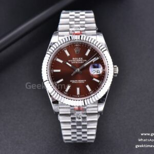 DateJust 41mm SS GMF Brown Dial Lume Marker Fluted Bezel Jubilee Bracelet VR3235