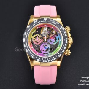 Blaken Daytona PVD RG Carbon 40MM GETF Skeleton Dial Pink Rubber Strap SA4130