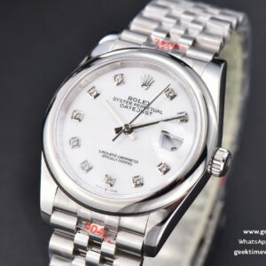 DateJust 36mm SS GMF Smooth Bezel White Dial Diamond Marker Jubilee Bracelet VR3235