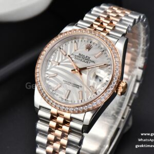 DateJust 36MM RG/SS BPF Diamond Bezel Silver Plam Dial Jubilee Bracelet A2824