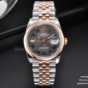 DateJust 36mm RG/SS BPF Smooth Bezel Gray Wimbledon Dial Jubilee Bracelet A2824