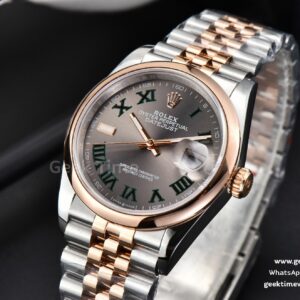 DateJust 36MM RG/SS BPF Smooth Bezel Gray Wimbledon Dial Jubilee Bracelet A2824