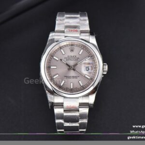 DateJust 28mm SS GMF lunette lisse cadran argenté index luminescents bracelet Oyster VR3235