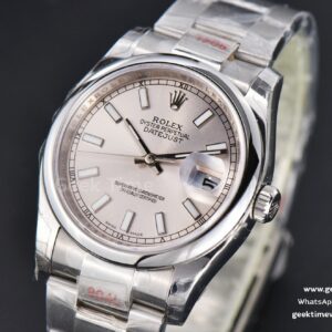 DateJust 36mm SS GMF Smooth Bezel Silver Dial Lume Marker Oyster Bracelet VR3235