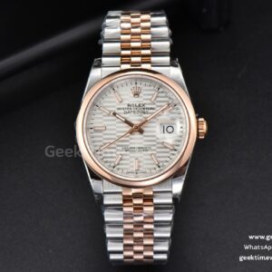 DateJust 36mm RG/SS BPF Smooth Bezel Silver Motif Dial Jubilee Bracelet A2824