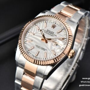 DateJust 36MM RG/SS BPF Fluted Bezel Silver Plam Dial Oyster Bracelet A2824