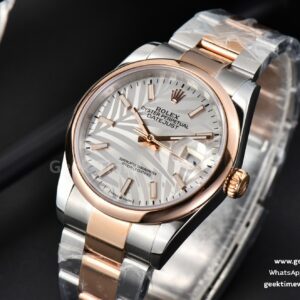 Datejust 36MM RG/SS BPF Smooth Bezel Silver Plam Dial Oyster Bracelet A2824