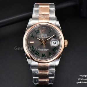 DateJust 36mm RG/SS BPF Smooth Bezel Gray Wimbledon Dial Oyster Bracelet A2824