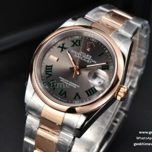 Datejust 36MM RG/SS BPF Smooth Bezel Gray Wimbledon Dial Oyster Bracelet A2824