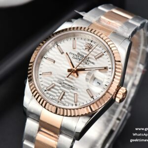 DateJust 36MM RG/SS BPF Fluted Bezel Silver Motif Dial Oyster Bracelet A2824