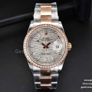 DateJust 36MM RG/SS BPF Diamodn Bezel Silver Motif Dial Oyster Bracelet A2824