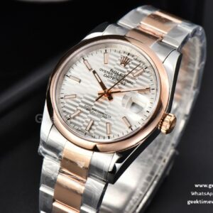 Datejust 36MM RG/SS BPF Smooth Bezel Silver Motif Dial Oyster Bracelet A2824