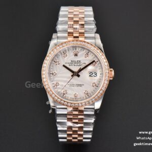 DateJust 36mm RG/SS BPF Diamond Silver Palm Dial Diamond Marker Jubilee Bracelet 2824