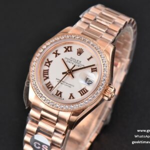 DateJust 28MM Ladies WF RG Diamond White Dial Roma Marker Jubilee Bracelet A2236