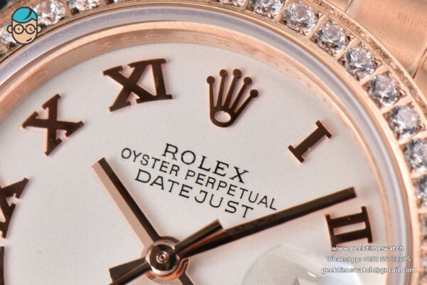DateJust 28MM Ladies WF RG Diamond White Dial Roma Marker Jubilee Bracelet A2236 - Image 6