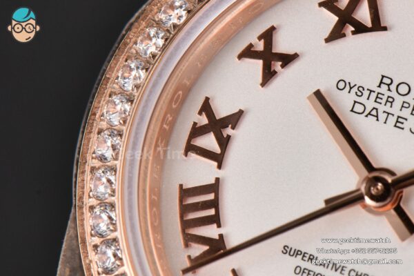 DateJust 28MM Ladies WF RG Diamond White Dial Roma Marker Jubilee Bracelet A2236 - Image 8