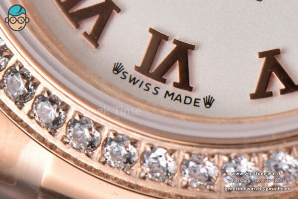 DateJust 28MM Ladies WF RG Diamond White Dial Roma Marker Jubilee Bracelet A2236 - Image 12