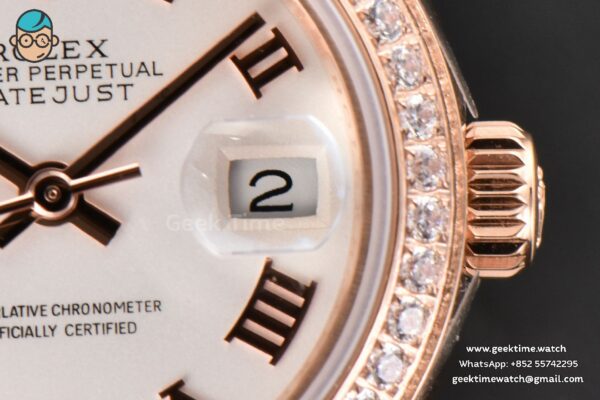 DateJust 28MM Ladies WF RG Diamond White Dial Roma Marker Jubilee Bracelet A2236 - Image 15