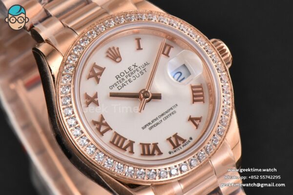 DateJust 28MM Ladies WF RG Diamond White Dial Roma Marker Jubilee Bracelet A2236 - Image 20