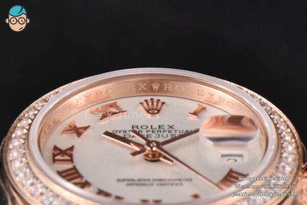 DateJust 28MM Ladies WF RG Diamond White Dial Roma Marker Jubilee Bracelet A2236 - Image 23