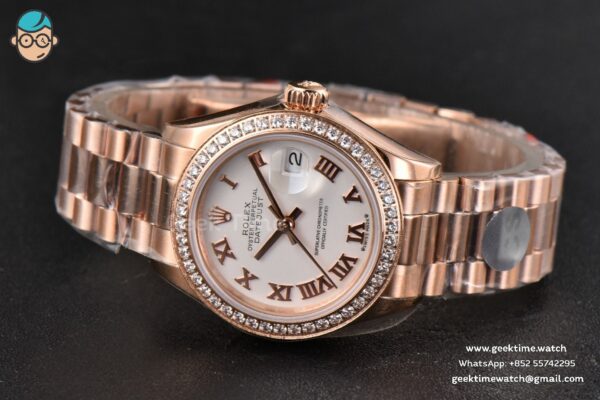 DateJust 28MM Ladies WF RG Diamond White Dial Roma Marker Jubilee Bracelet A2236 - Image 26