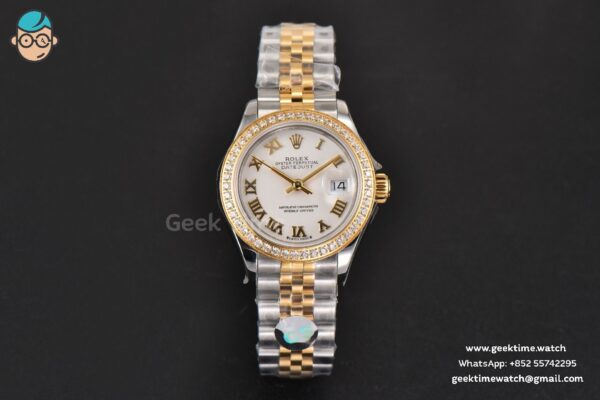 DateJust 28MM Ladies WF YG/SS Diamond White Dial Roma Marker Jubilee Bracelet A2236 - Image 2
