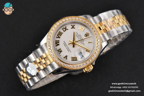 DateJust 28MM Ladies WF YG/SS Diamond White Dial Roma Marker Jubilee Bracelet A2236 - Image 3