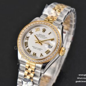 DateJust 28MM Ladies WF YG/SS Diamond White Dial Roma Marker Jubilee Bracelet A2236