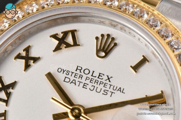 DateJust 28MM Ladies WF YG/SS Diamond White Dial Roma Marker Jubilee Bracelet A2236 - Image 4
