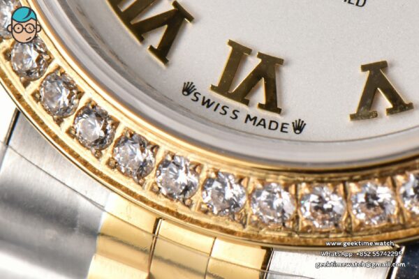 DateJust 28MM Ladies WF YG/SS Diamond White Dial Roma Marker Jubilee Bracelet A2236 - Image 7