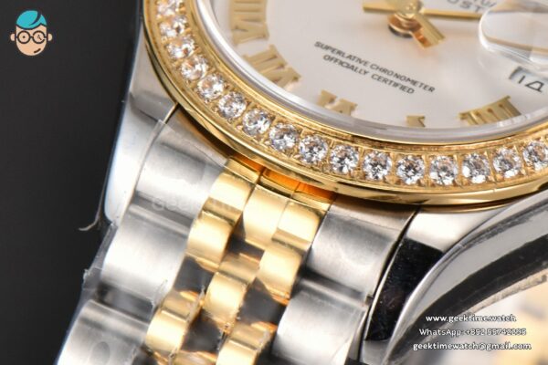 DateJust 28MM Ladies WF YG/SS Diamond White Dial Roma Marker Jubilee Bracelet A2236 - Image 9
