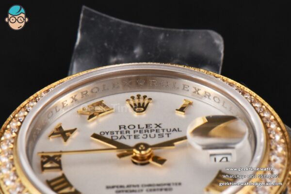 DateJust 28MM Ladies WF YG/SS Diamond White Dial Roma Marker Jubilee Bracelet A2236 - Image 12