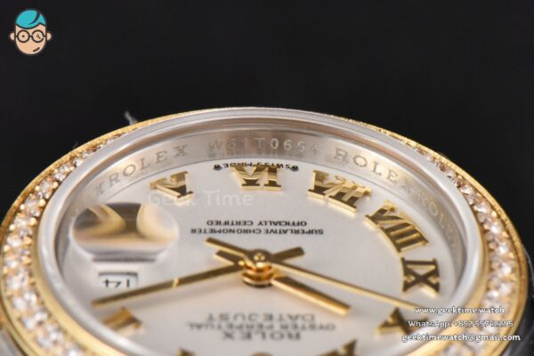 DateJust 28MM Ladies WF YG/SS Diamond White Dial Roma Marker Jubilee Bracelet A2236 - Image 13