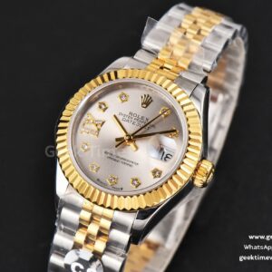 DateJust 28MM Ladies WF YG/SS Silver Dial Diamond Roma Marker Jubilee Bracelet A2236