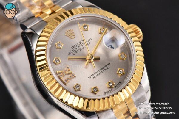 DateJust 28MM Ladies WF YG/SS Silver Dial Diamond Roma Marker Jubilee Bracelet A2236 - Image 11