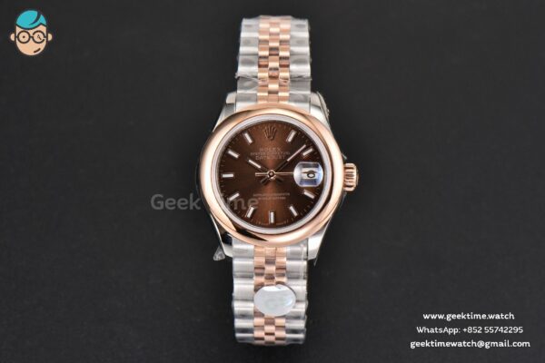 DateJust 28MM Ladies WF RG/SS Smooth Bezel Brown Dial Jubilee Bracelet A2236 - Image 2