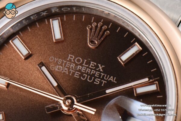DateJust 28MM Ladies WF RG/SS Smooth Bezel Brown Dial Jubilee Bracelet A2236 - Image 4