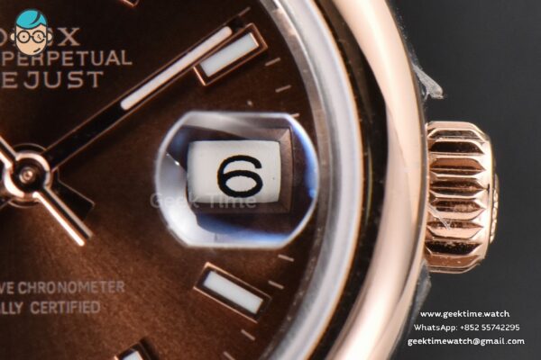 DateJust 28MM Ladies WF RG/SS Smooth Bezel Brown Dial Jubilee Bracelet A2236 - Image 8