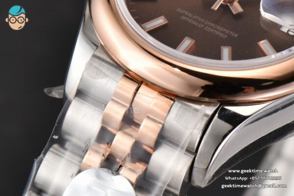 DateJust 28MM Ladies WF RG/SS Smooth Bezel Brown Dial Jubilee Bracelet A2236 - Image 9