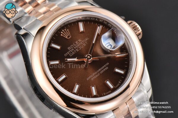 DateJust 28MM Ladies WF RG/SS Smooth Bezel Brown Dial Jubilee Bracelet A2236 - Image 11