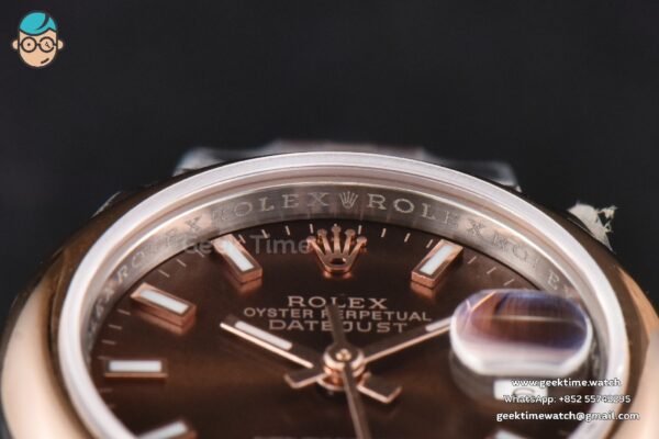DateJust 28MM Ladies WF RG/SS Smooth Bezel Brown Dial Jubilee Bracelet A2236 - Image 12