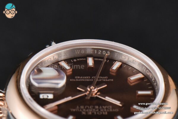 DateJust 28MM Ladies WF RG/SS Smooth Bezel Brown Dial Jubilee Bracelet A2236 - Image 13