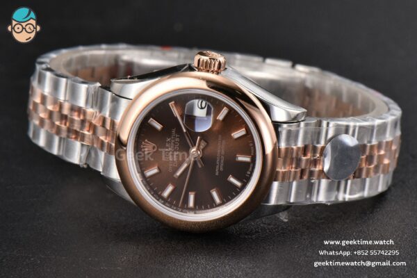 DateJust 28MM Ladies WF RG/SS Smooth Bezel Brown Dial Jubilee Bracelet A2236 - Image 14
