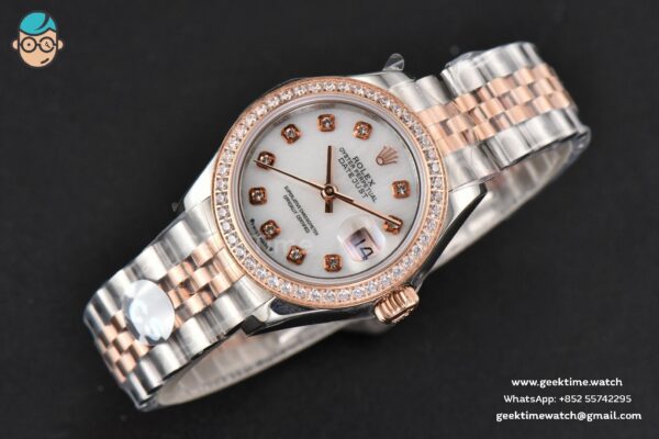 DateJust 28MM Ladies WF RG/SS Diamond MOP Dial Diamond Marker Jubilee Bracelet A2236 - Image 3